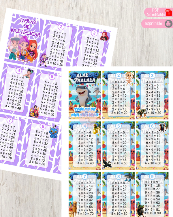 Producto - Tablas de multiplicar personajes (actualizado 2026) - 4