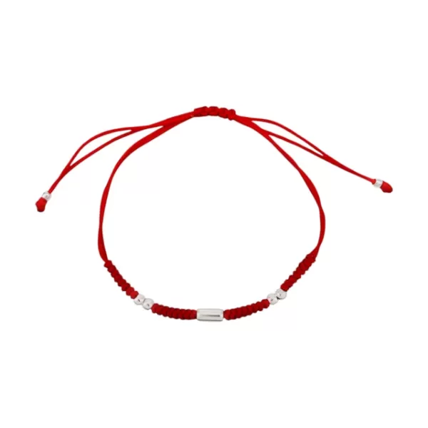 Producto - Pulsera hilo rojo con bolitas y barrita de plata