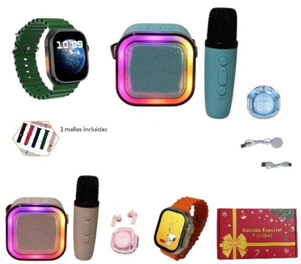 Producto - Combo 3 en 1 reloj parlante auricular navidad