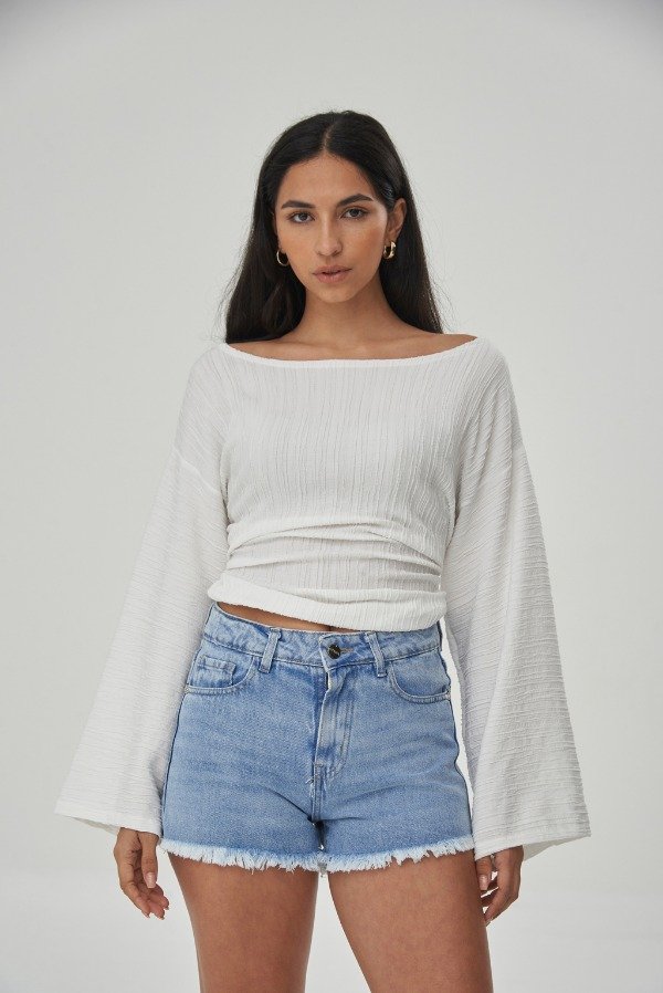 Producto - SHORT JEAN AIRA HIGH RISE CELESTE DESFLECADO - 2