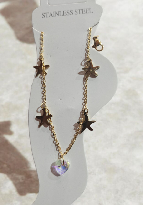 Producto - Tobillera dorada estrella de mar y piedra
