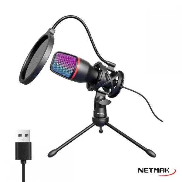 Producto - Micrófono streaming USB RGB Netmak NM-MS786 - 0