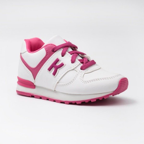 Producto - Zapatilla Urbana Klivers Blanca y Rosa acordonada