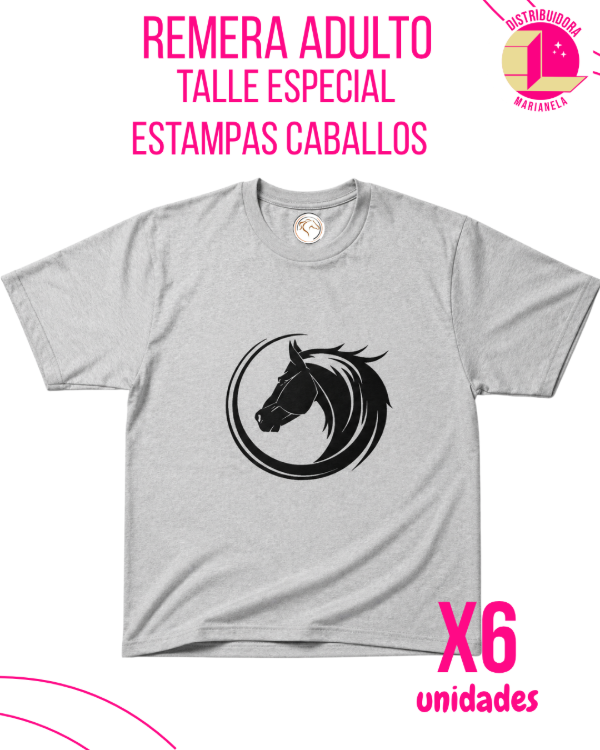 Producto - Remera Adulto con estampas de caballos - Talle especial - Pack x6