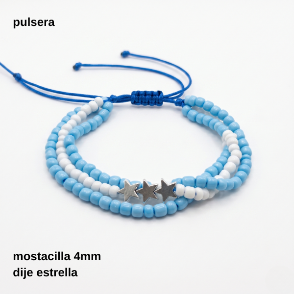 Producto - PULS #FP - Pulsera tres estrellas con mostacilla Argentina (DOLAR)