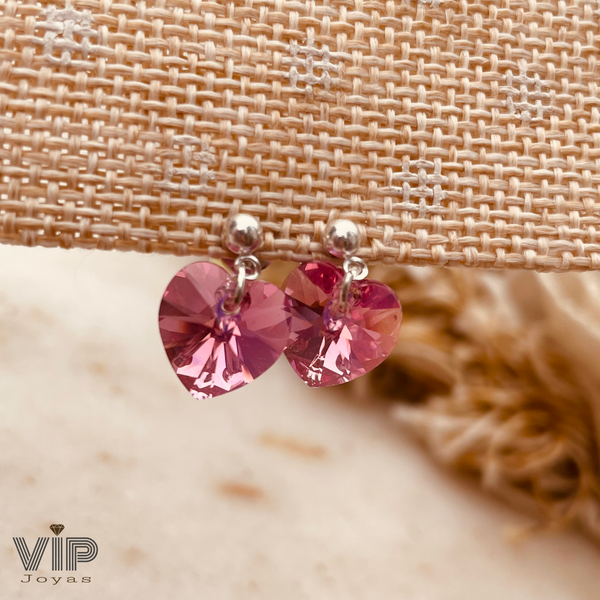 Producto - Aros Pasantes Corazón Rosa Plata 925