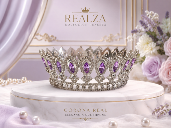 Producto - Corona reina estilo gota plateado con violeta royal