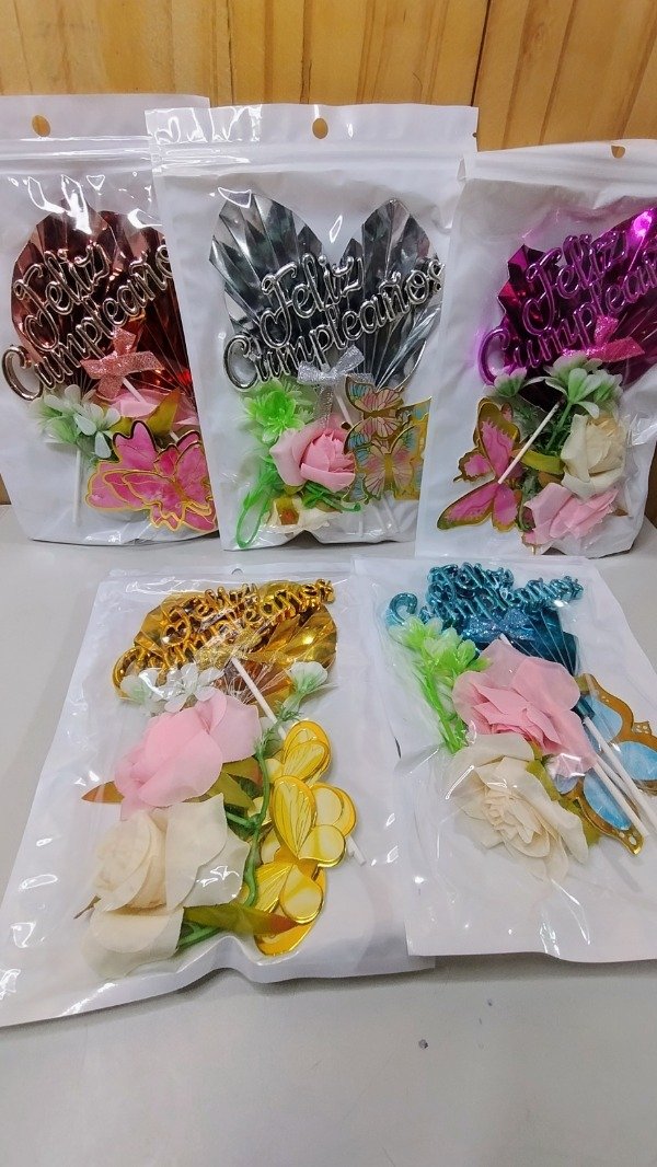 Producto - Topper con mariposa flores y hojas
