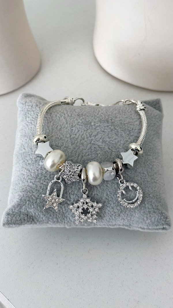 Producto - Pulsera Charms smile ACERO BLANCO