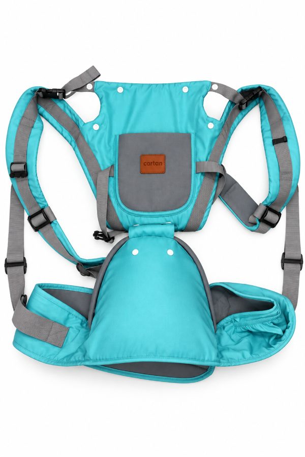 Producto - Mochila porta bebe Cartan turquesa y gris - 1