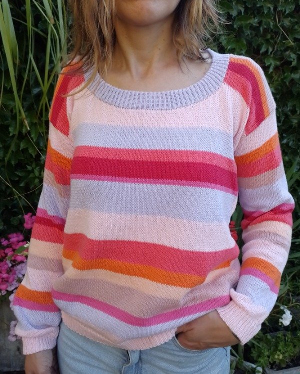 Producto - Sweater hilo Escote redondo / Rosado (Talle S)