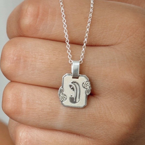 Producto - Dije Virgen Niña Plata 925 Rectangular