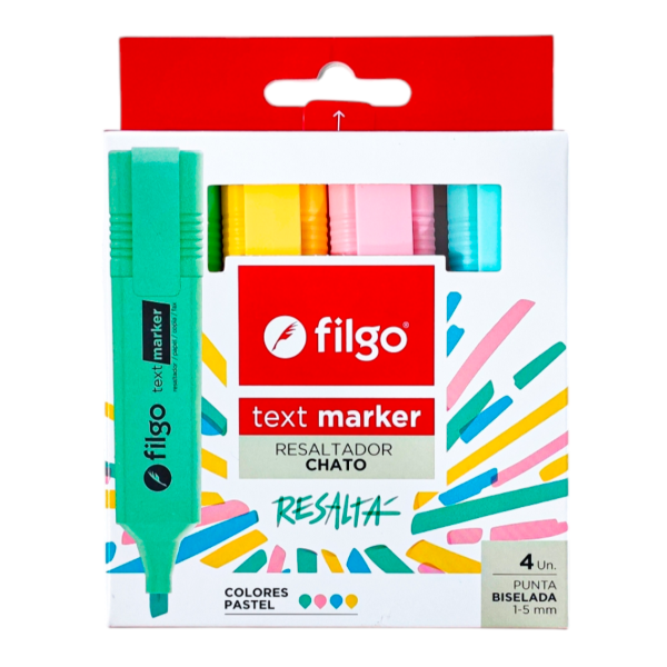 Producto - RESALTADOR CHATO PASTEL x4 FILGO