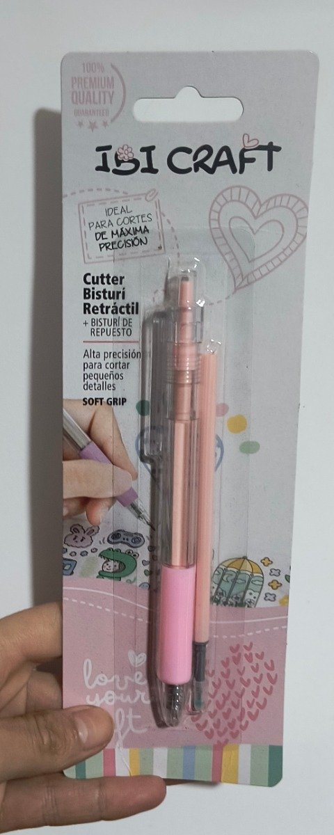 Producto - Cutter Bisturi rosa retractil y repuesto
