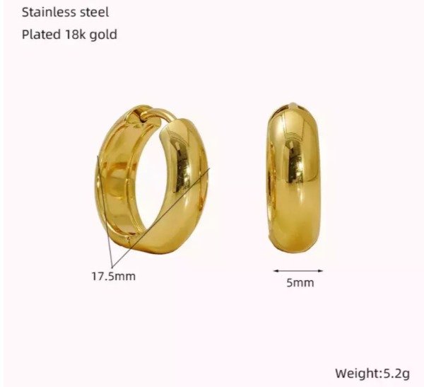 Producto - ARGOLLAS CUBANAS. CIERRE CLICK. 17.5CM. ACERO DORADO
