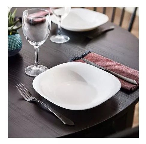 Producto - Plato Hondo 21 Cm Cuadrado Luminarc Carine Vidrio Templado