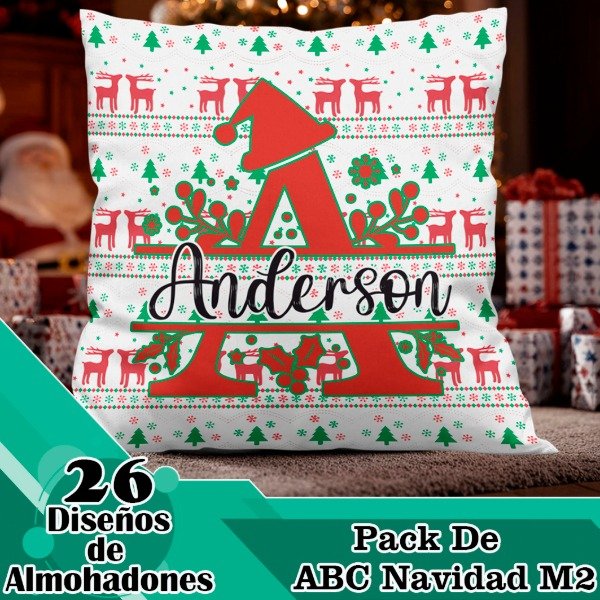 Producto - Diseños Digitales / Plantillas Para Almohadones De ABC Navidad M2