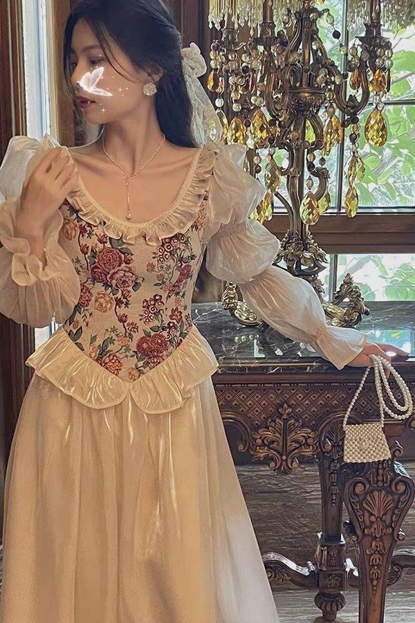 Producto - Vestido largo vintage beige