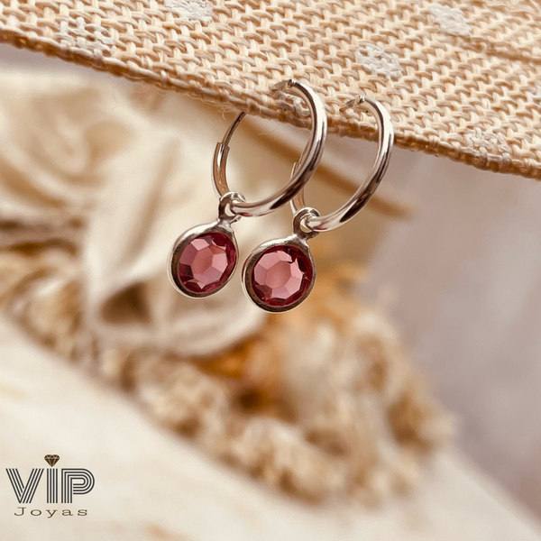 Producto - Aros Argollas Lightpoint Rosa Plata 925