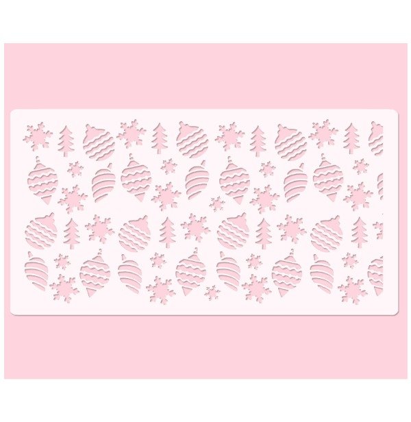 Producto - Stencil para Torta Navidad Borlas