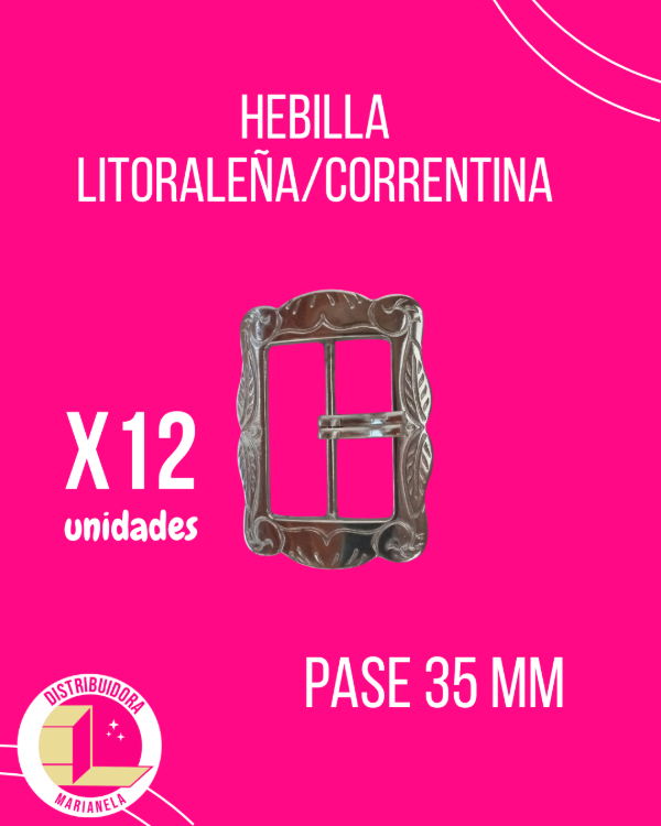 Producto - Hebilla Correntina Litoraleña 35 mm - Ovalada o Rectangular x12 unid