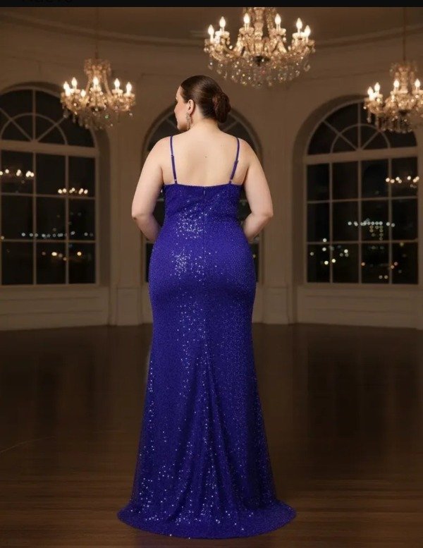Producto - Vestido sirena azul francia con lentejuelas importado - 1