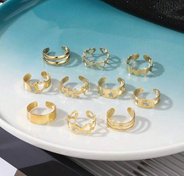 Producto - Set de 10 anillos dorados para pies