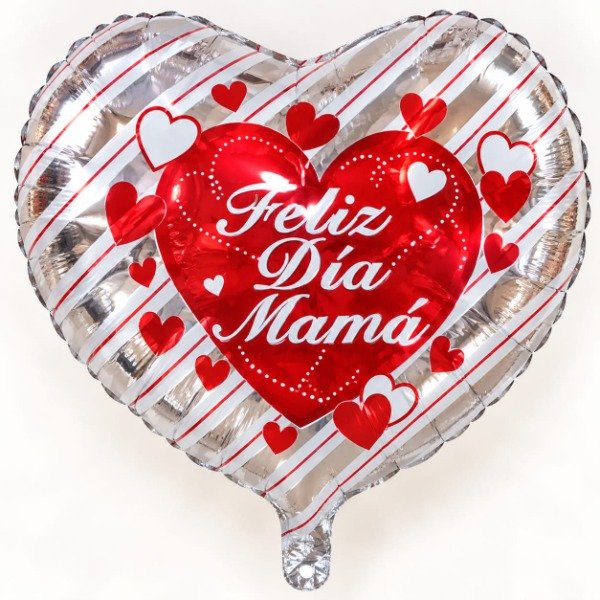 Producto - GLOBO FELIZ DIA MAMA ROJO Y PLATA