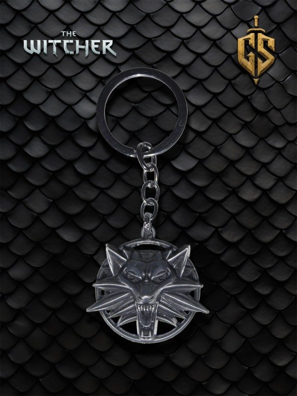 Producto - Llavero de metal plateado Medallón del Lobo - The Witcher