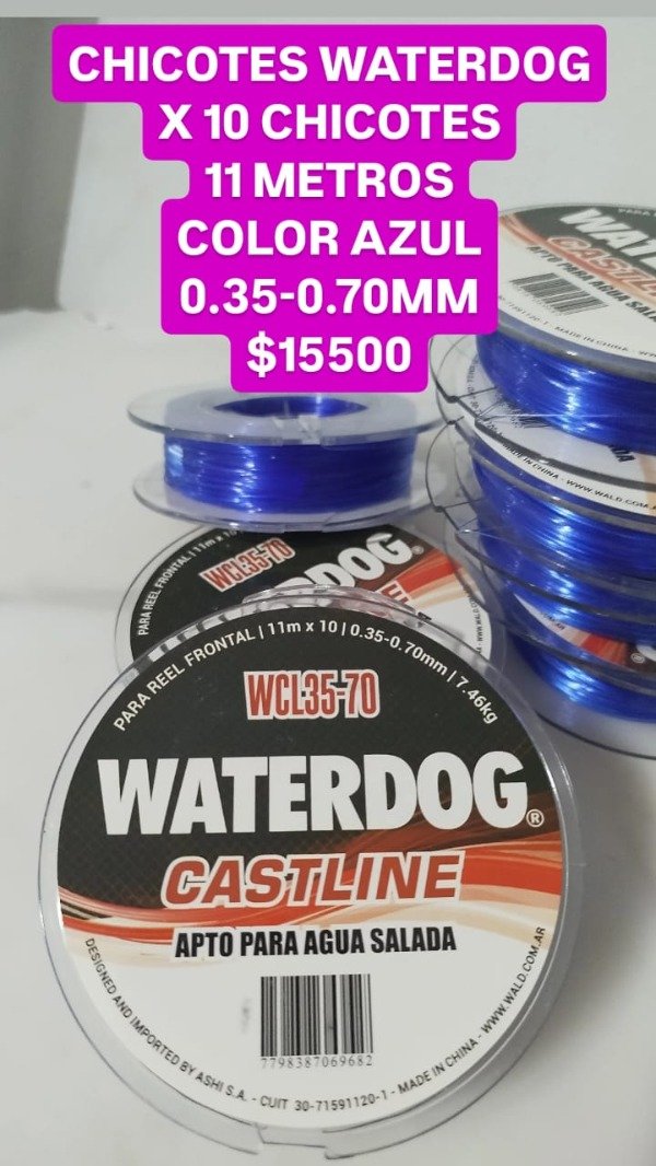 Producto - CHICOTES WATERDOG AZUL 0.35 - 0.70 MM