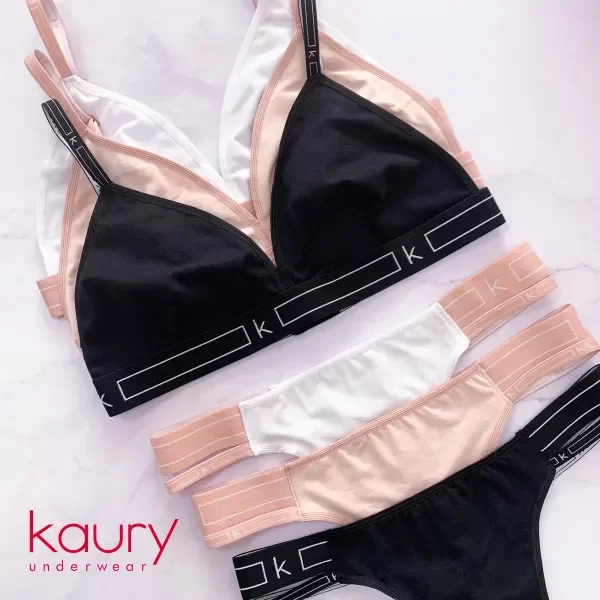 Producto - Conjunto de algodón y elástico personalizado. Corpiño triangulito y cola less. - 2