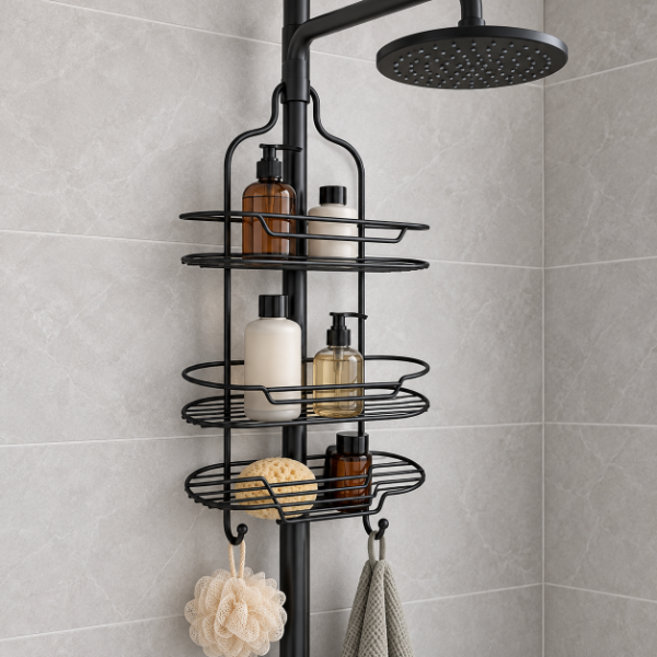 Producto - ORGANIZADOR PARA DUCHA DE METAL NEGRO GRUESO 54X27CM - 0