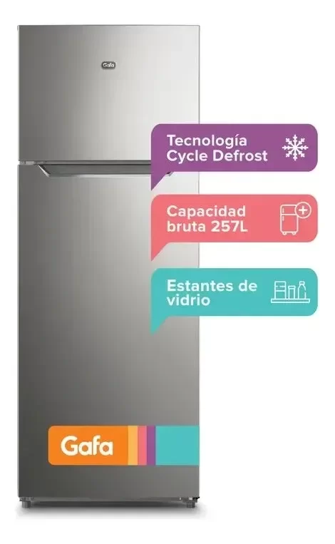 Producto - HELADERA GAFA 319L HGF311P PUERTA REVERSIBLE PLATEADO