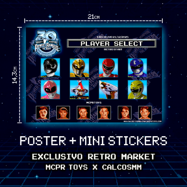 Producto - Poster A5 Mighty Morphin Power Rangers Movie Game 1995 Y Stickers Exclusivo MCPR - 0