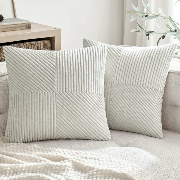 Producto - Funda para almohadón 45x45 cm corderoy gris