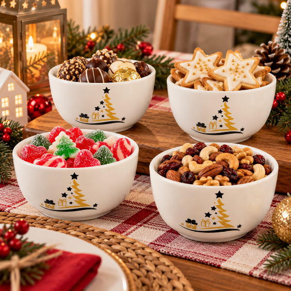 Producto - Set Navideño de 4 cuencos de cerámica de 350cc en caja - 0