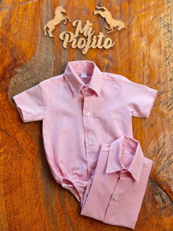 Producto - Body Camisa Rayitas Rojo MC