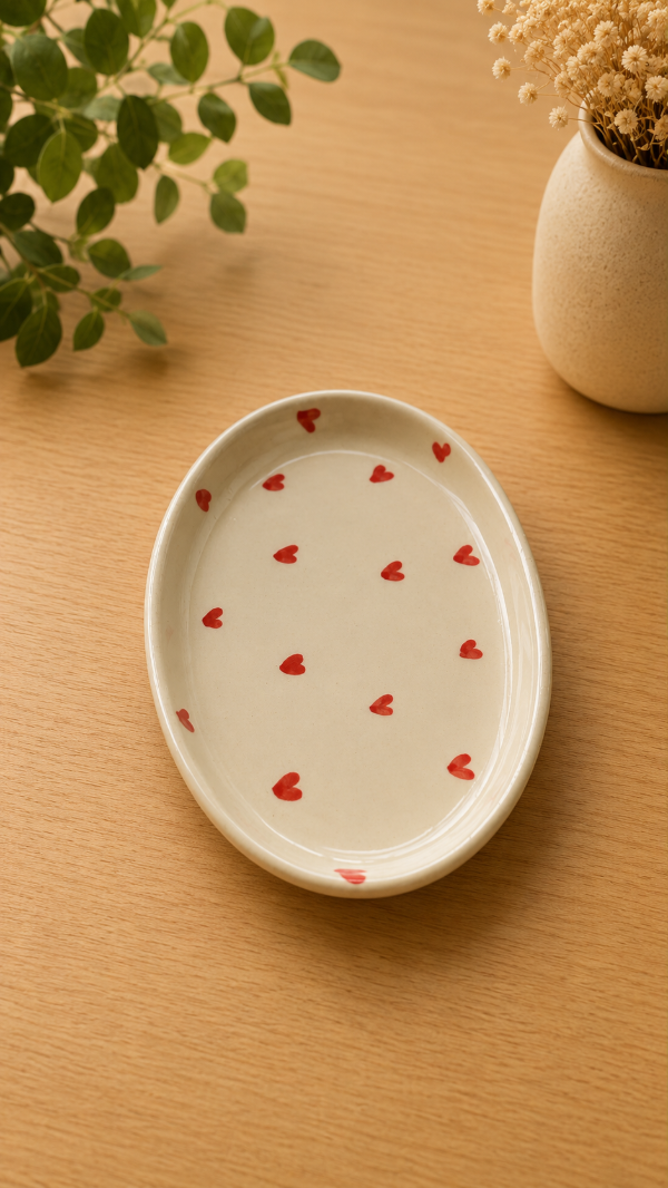 Producto - Bandeja chica ceramica premium corazones