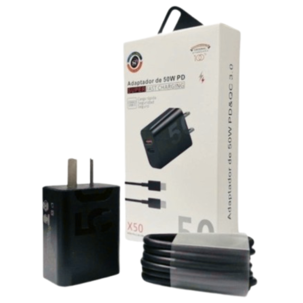 Producto - CARGADOR 50W USB+USB-C + CABLE USB C/C - STAR VISION