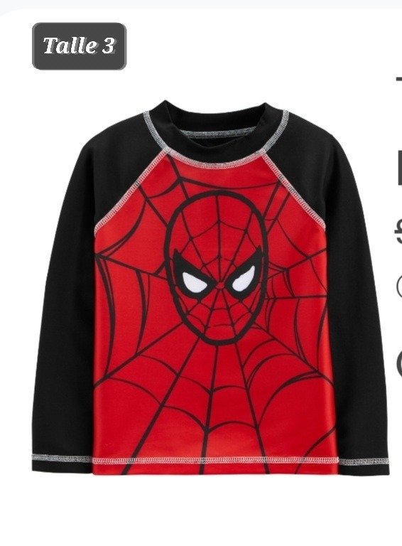 Remera uv carters talle 3 spiderman