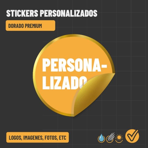 Producto - Stickers dorado premium uv, personalizado