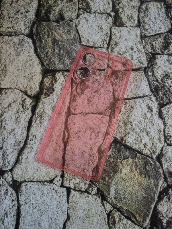 Producto - Funda tpu brillitos con protector de cámara Xiaomi Note 14 4G rosa