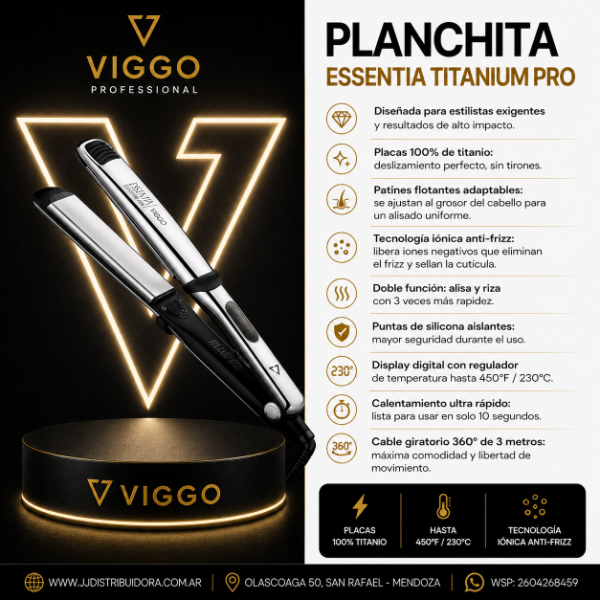 Producto - Planchita VIGGO ESSENTIA TITANIUM PRO