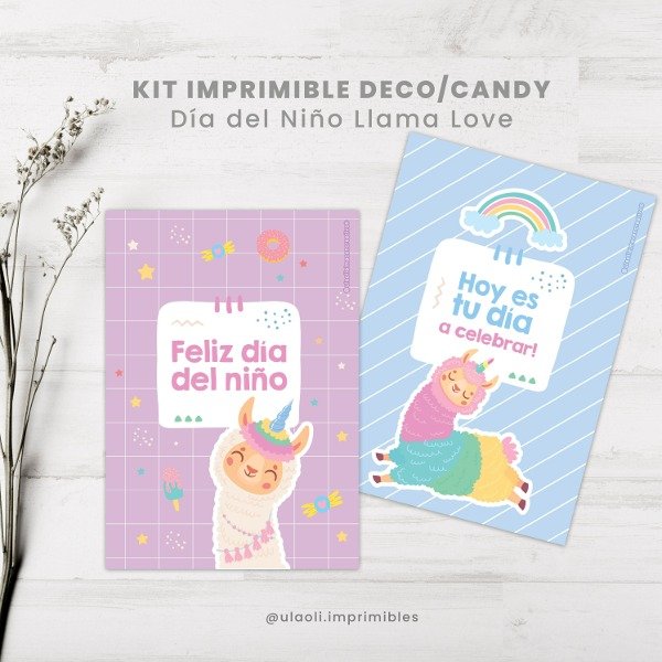 Producto - Kit Imprimible Deco/Candy Día del Niño "Llama Love"