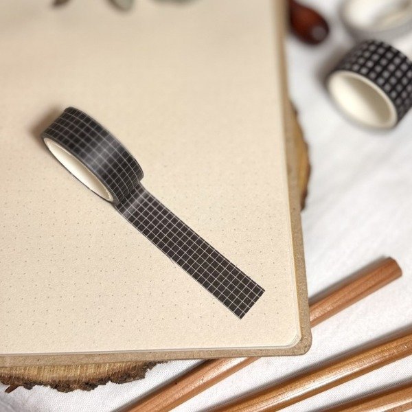 Producto - Washi Tape - Cuadrícula Negra 1.5cm