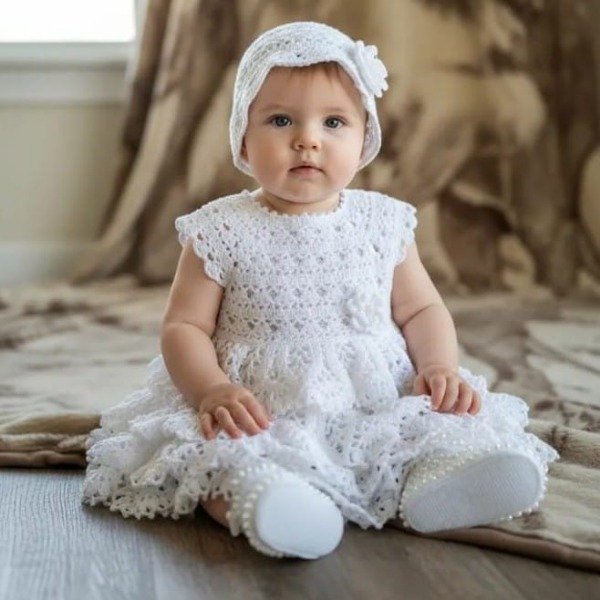 Producto - Conjunto Ornella blanco 3-6 m tejido a crochet