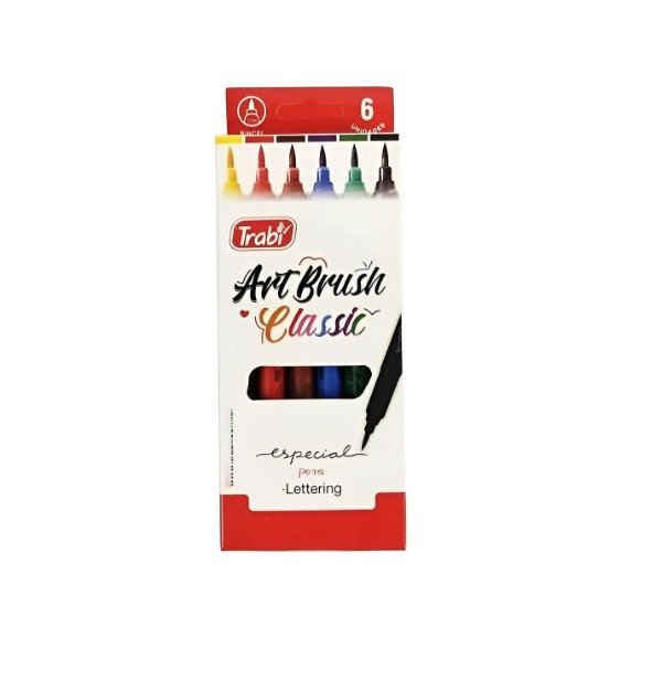 Producto - Marcadores Punta pincel colores clasicos x6 TRABI - 1