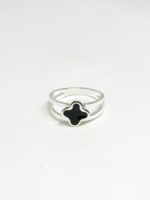 Producto - Anillo acero blanco van cleef doble