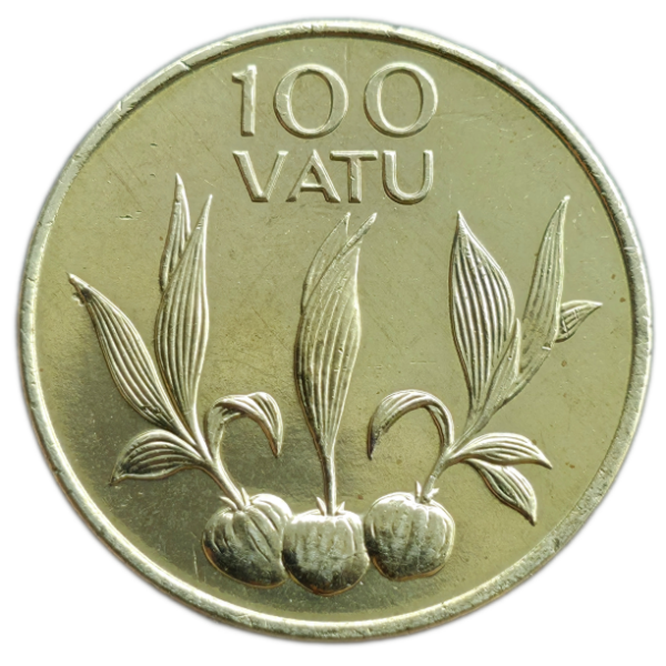 Producto - Vanuatu 100 Vatu 1995 Plantones de Coco Km#9 XF+