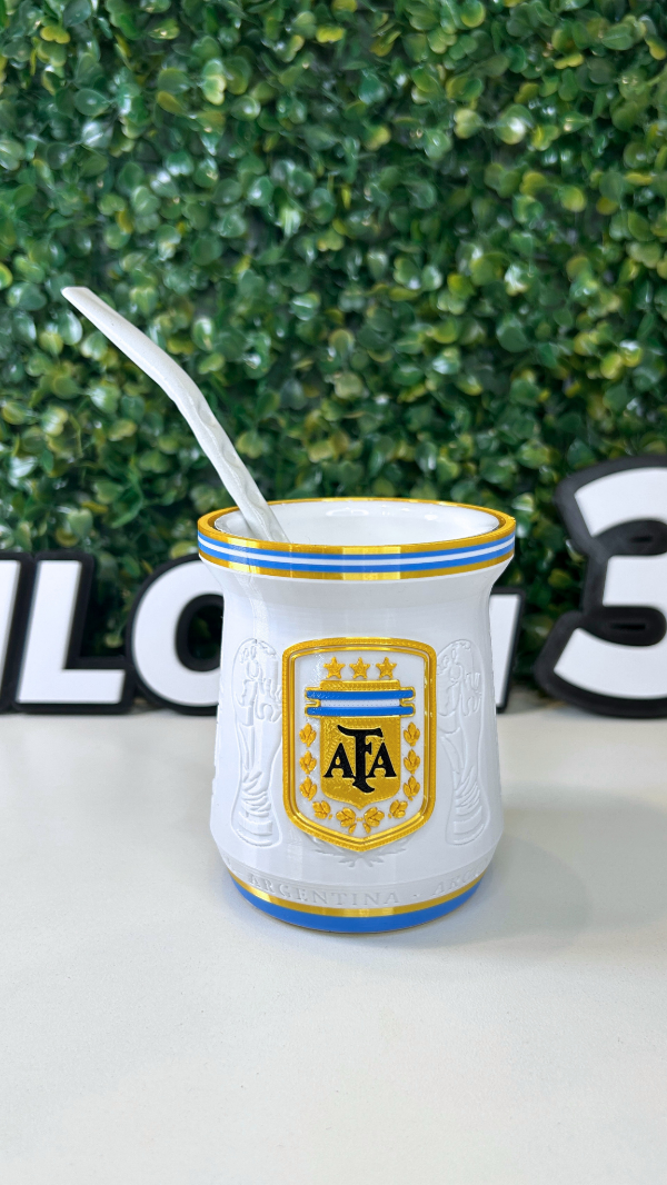 Producto - MATE  ARGENTINA BLANCO AFA TIPO STANLEY